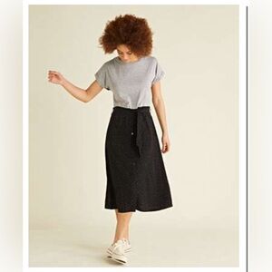 Oliver Bonas Black Polka Dot w/ Jersey Top Dress